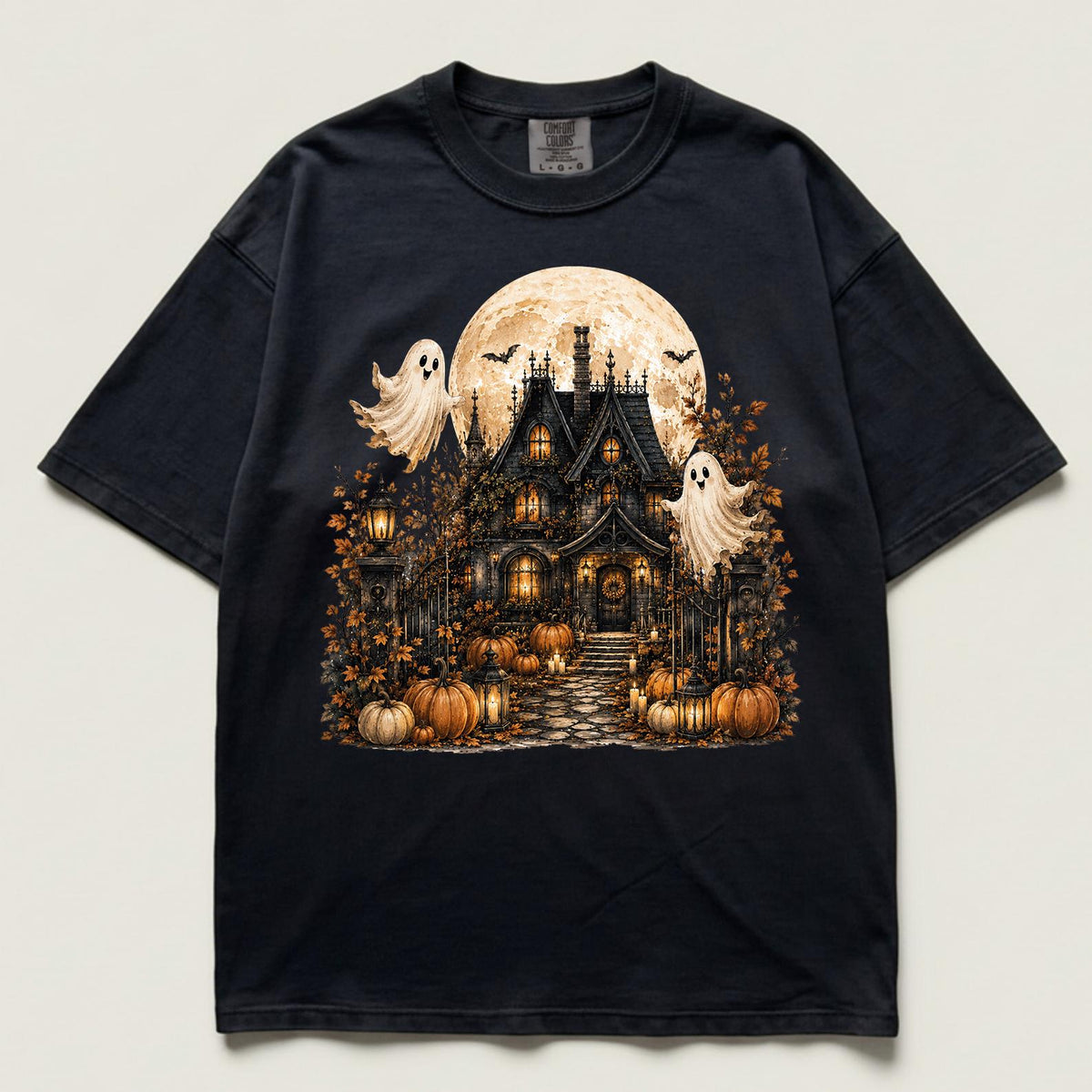 Haunted House Shirt, Halloween Haunted Mansion Shirt, Spooky Ghost Shirt, Pumpkin T-shirt, Halloween T-shirt, Comfort Colors®, Bats T-shirts