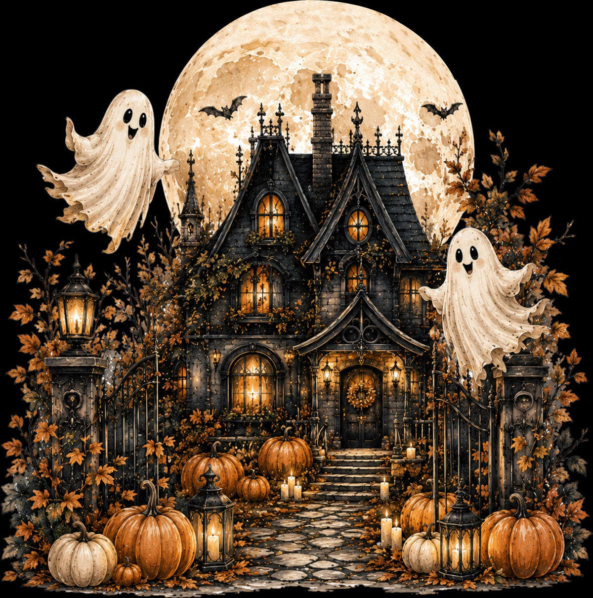 Haunted House Shirt, Halloween Haunted Mansion Shirt, Spooky Ghost Shirt, Pumpkin T-shirt, Halloween T-shirt, Comfort Colors®, Bats T-shirts