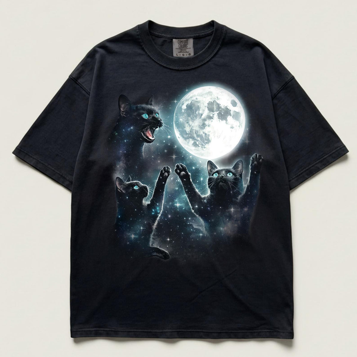 Vintage Black Cat Moon Graphic T Shirt