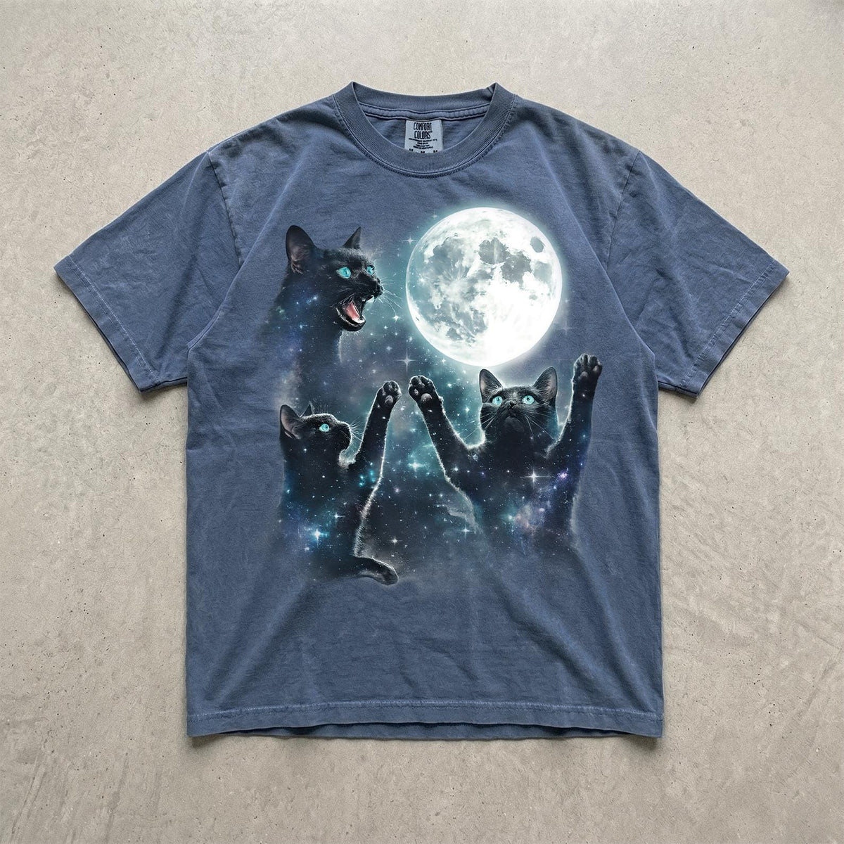 Vintage Black Cat Moon Graphic T Shirt