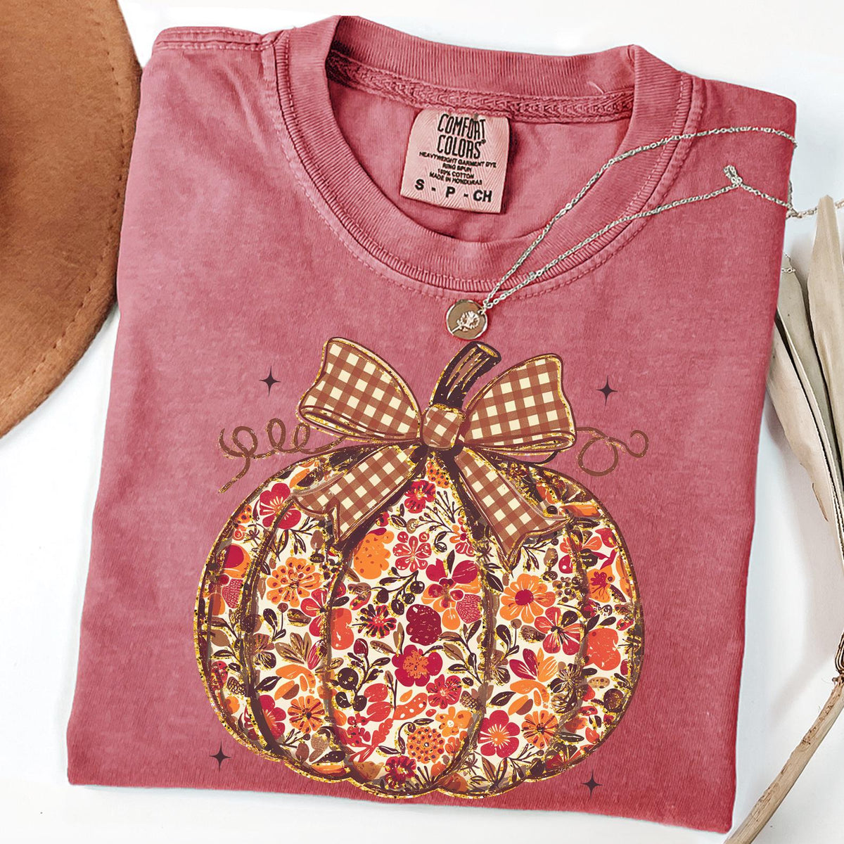 Floral Pumpkin Sweatshirt, Coquette Bow Shirt, Pumpkin Season Shirt, Fall Pumpkin T-shirt, Thanksgiving T-shirt, Pumpkin Season, Autumn Gift
