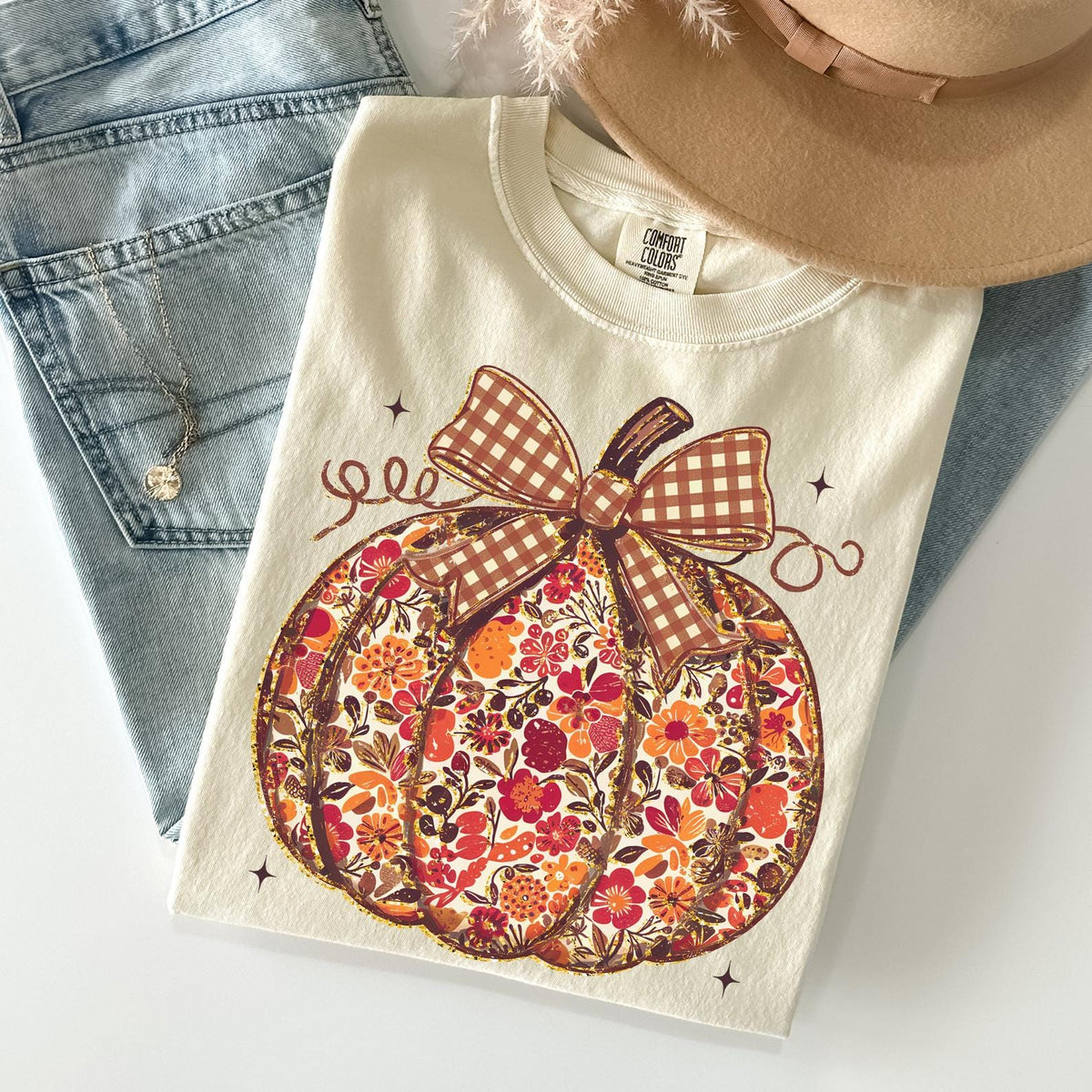 Floral Pumpkin Sweatshirt, Coquette Bow Shirt, Pumpkin Season Shirt, Fall Pumpkin T-shirt, Thanksgiving T-shirt, Pumpkin Season, Autumn Gift