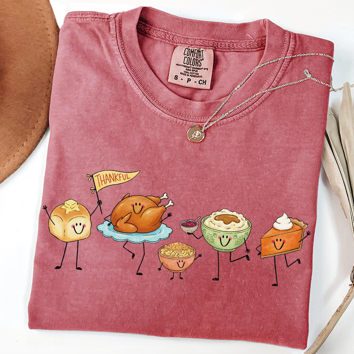 Comfort Colors® Thankful Doodle T-Shirt, Pie Shirt, Turkey Outfit, Happy Thanksgiving Tee, Happy Thankful Shirt,Pie Coffee Turkey Food Shirt