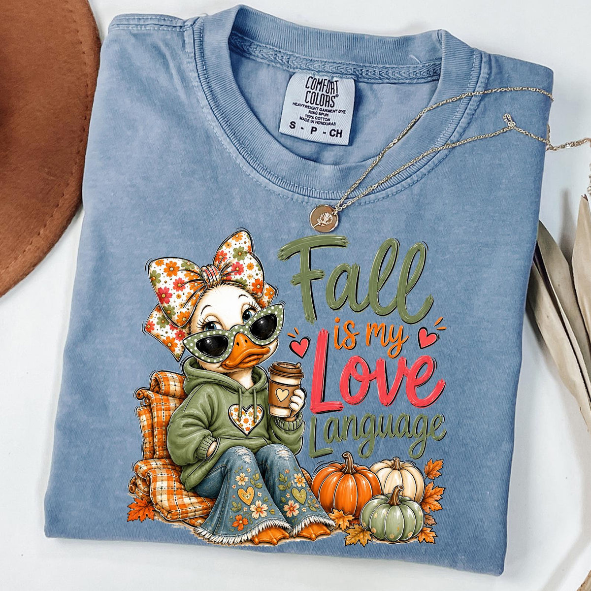 Fall Is My Love Language Sweatshirt, Funny Autumn Duck Hoodie, Pumpkin Season Graphic, Thanksgiving Shirt, Cute Autumn Shirt, Comfort Color®