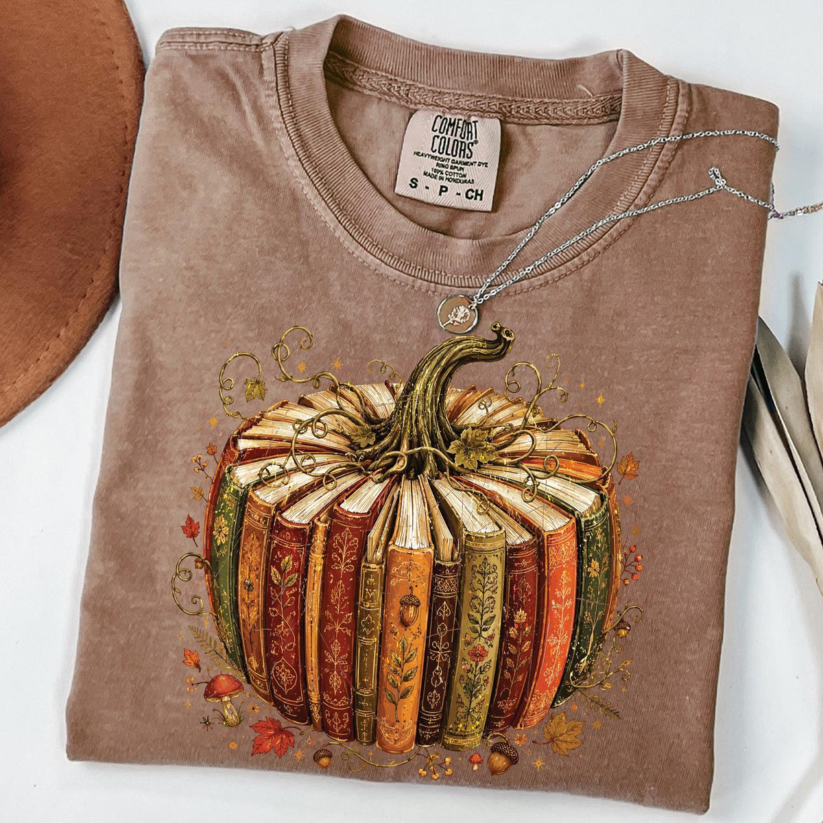 Comfort Colors® Book Fall Pumpkin T-Shirt, Book Pumpkin Shirt, Teacher Fall Shirt, Fall Pumpkin Shirt, Pumpkin Season Shirt, Book Lover Gift