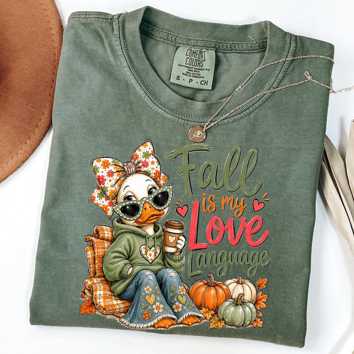 Fall Is My Love Language T-shirt, Funny Autumn Duck T-shirt, Pumpkin Season Graphic, Thanksgiving Shirt, Cute Autumn T-shirt, Comfort Color®