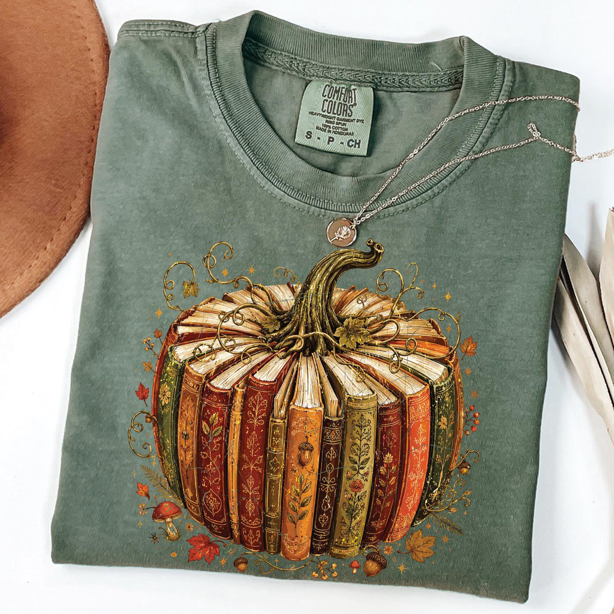 Comfort Colors® Book Fall Pumpkin T-Shirt, Book Pumpkin Shirt, Teacher Fall Shirt, Fall Pumpkin Shirt, Pumpkin Season Shirt, Book Lover Gift