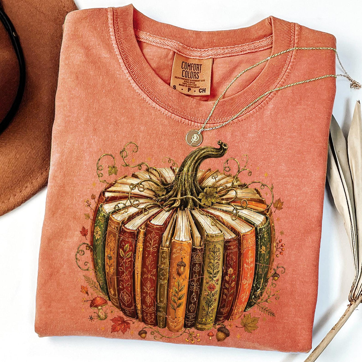Comfort Colors® Book Fall Pumpkin T-Shirt, Book Pumpkin Shirt, Teacher Fall Shirt, Fall Pumpkin Shirt, Pumpkin Season Shirt, Book Lover Gift