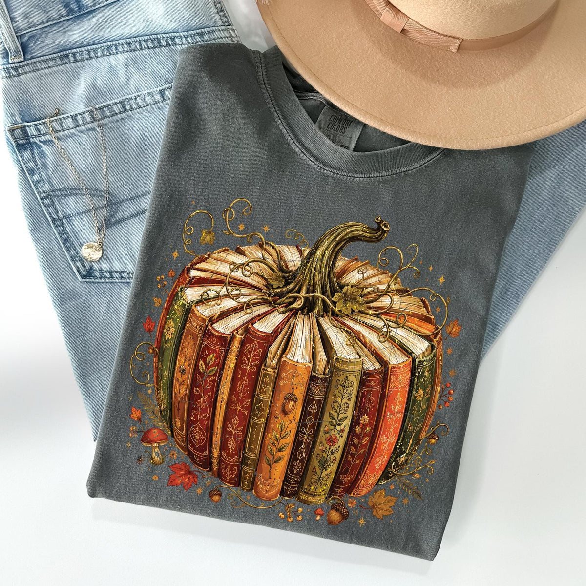 Comfort Colors® Book Fall Pumpkin T-Shirt, Book Pumpkin Shirt, Teacher Fall Shirt, Fall Pumpkin Shirt, Pumpkin Season Shirt, Book Lover Gift