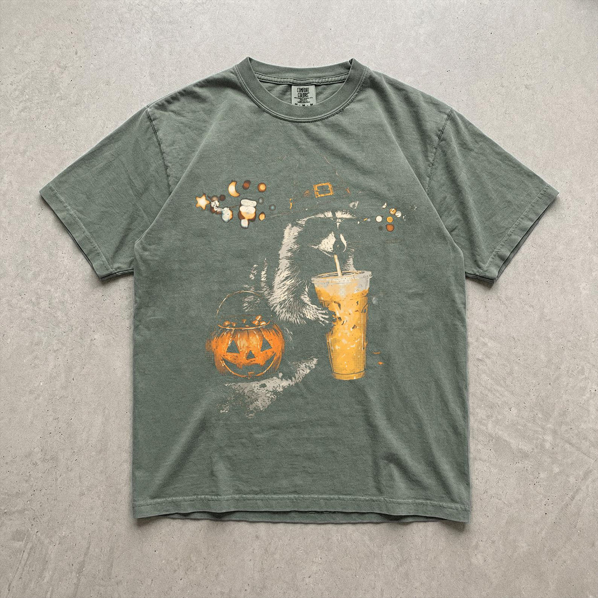 Halloween Raccoon Drinking Coffee Slush Unisex T-Shirt