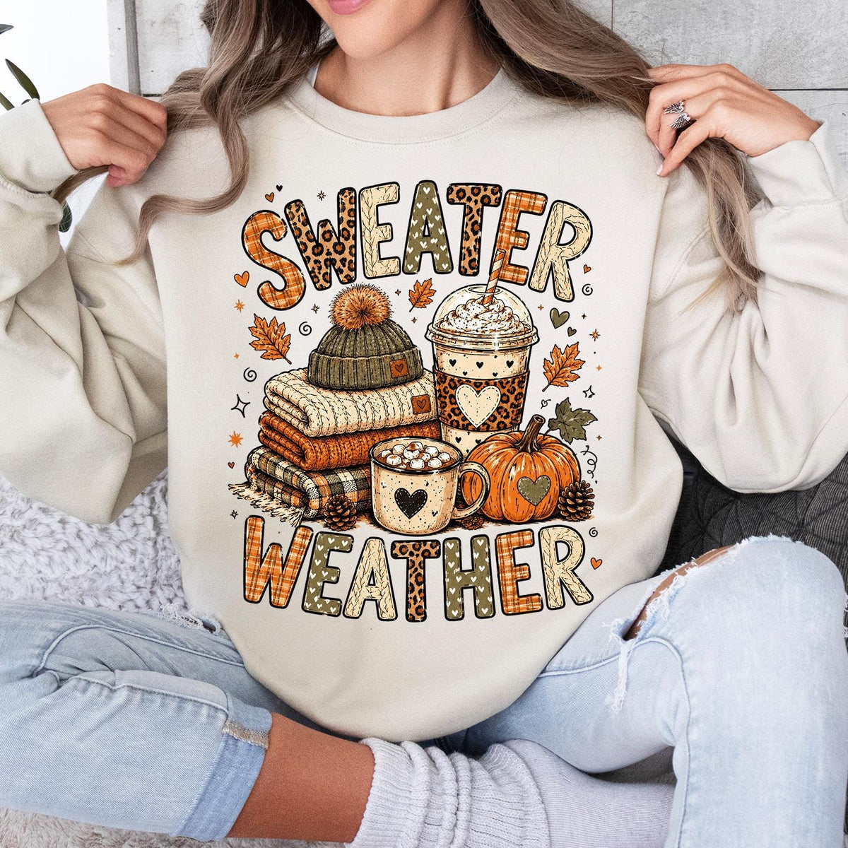 Sweater Weather Shirt, Cozy Fall Sweater, Autumn Pumpkin Shirt, Thanksgiving Sweatshirt, Cute Fall Season Graphic Sweatshirt, Autumn Pumpkin