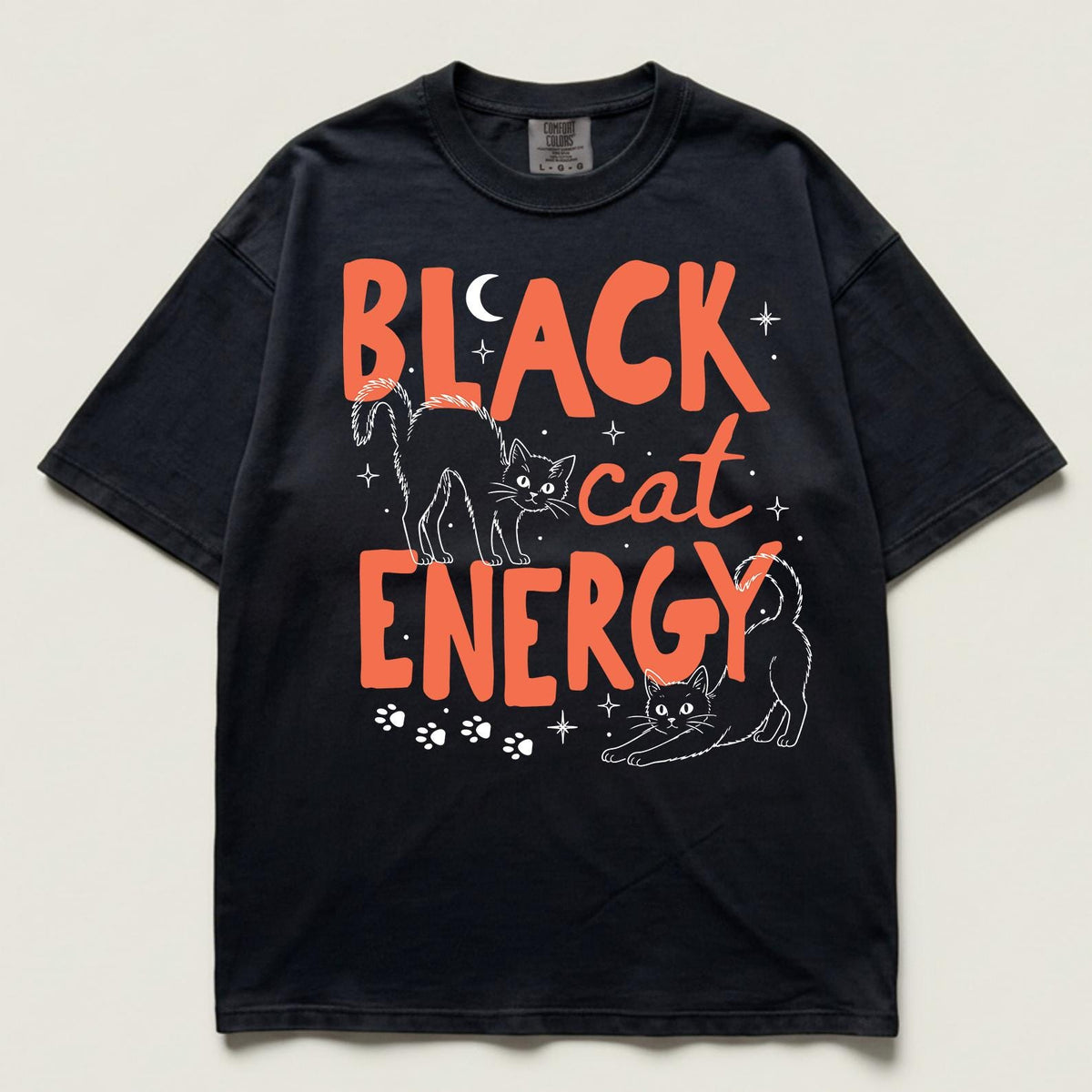 Black Cat Energy T-shirt, Witchy Cat Illustration, Halloween Shirt, Comfort Colors®, Mystical Shirt, Salem Shirt, Alternative Shirt, Cat Tee