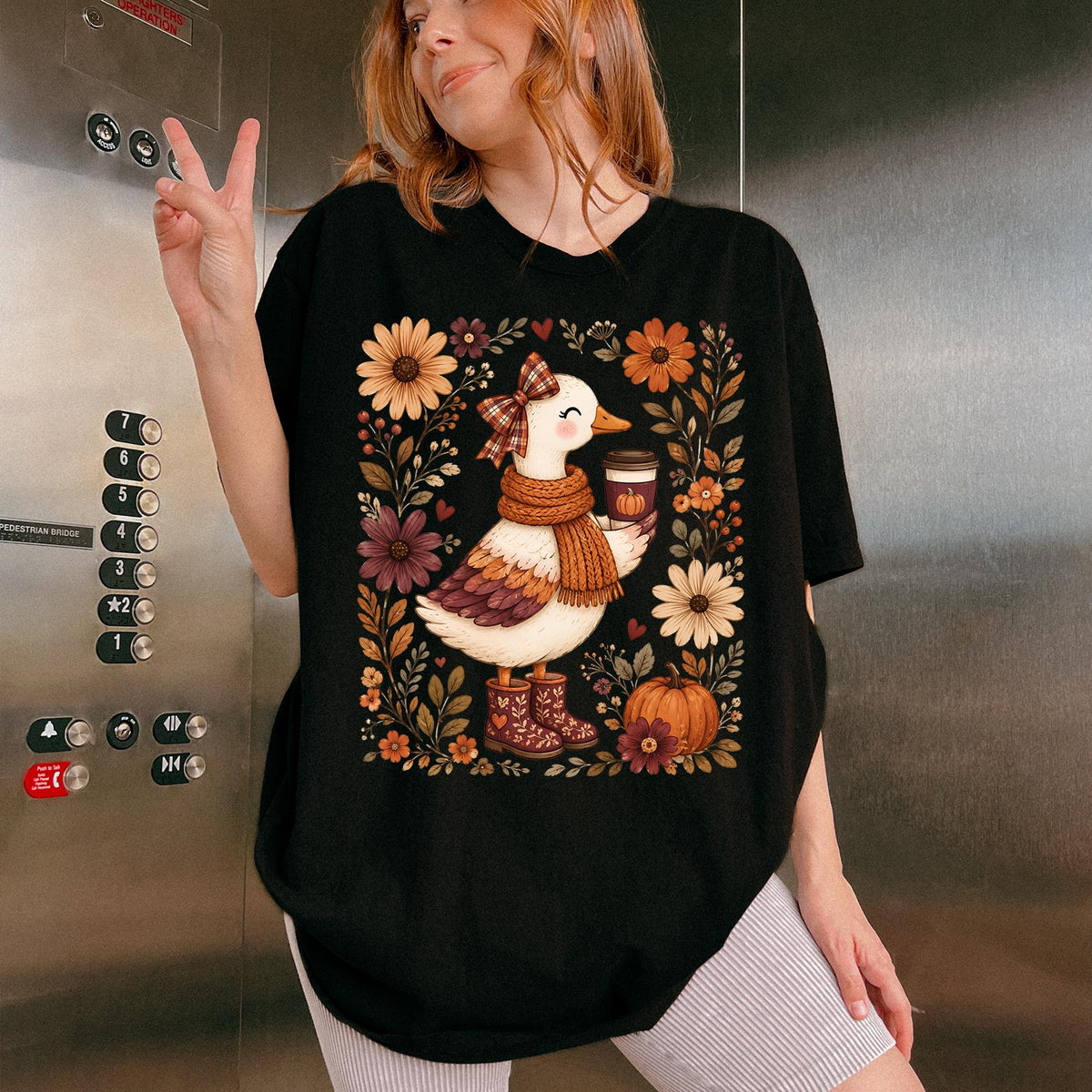 Boho-Wildflower Fall Vibe Shirt for Goose Lovers, Whimsical-Fall Coquette Goose,Coffee Lovers Autumnal, Cute Autumnal Girly, Comfort Colors®