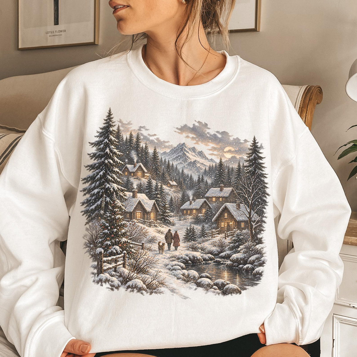 Retro Christmas Winter Village Sweatshirt