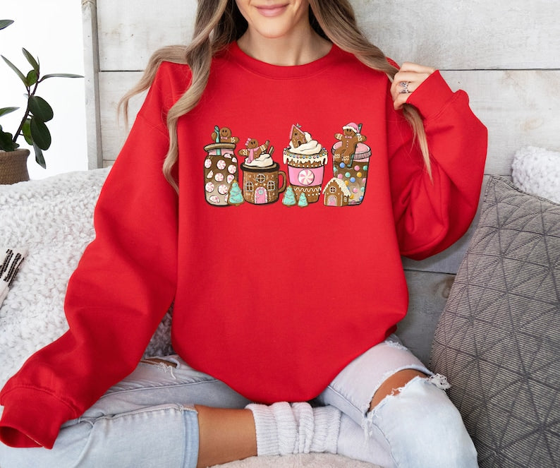 Gingerbread Christmas Coffee Sweatshirt (S-M-L-XL)