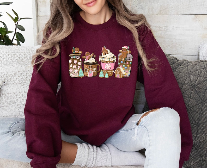 Gingerbread Christmas Coffee Sweatshirt (S-M-L-XL)