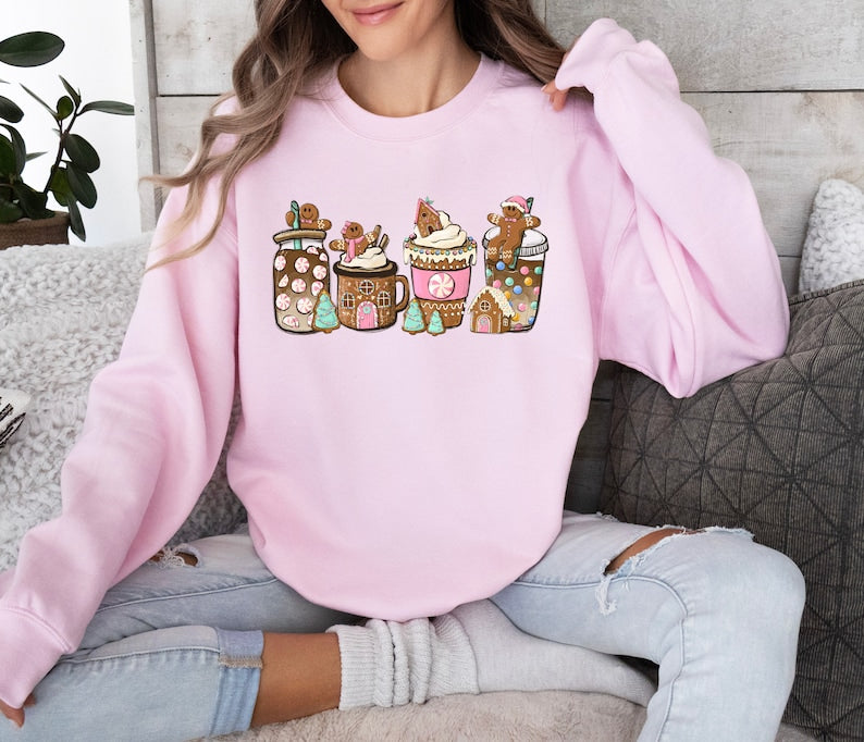 Gingerbread Christmas Coffee Sweatshirt (S-M-L-XL)