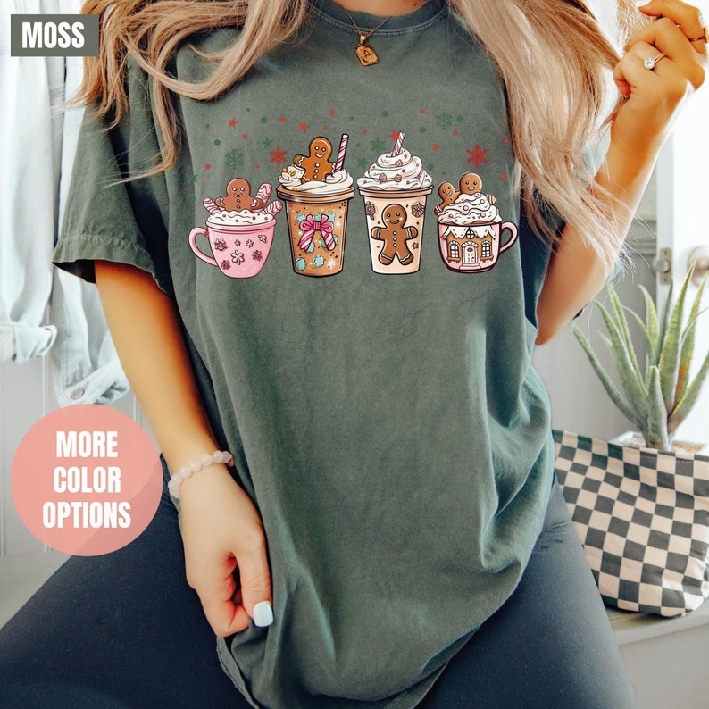 Gingerbread Christmas Coffee Comfort Colors T-Shirt (2XL-3XL-4XL)