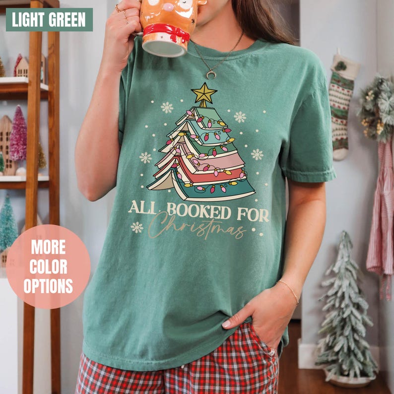 Christmas Book Tree Comfort Colors T-Shirt (2XL-3XL-4XL)