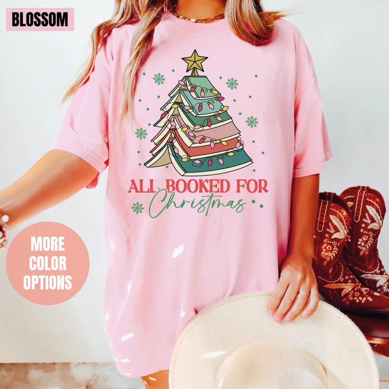 Christmas Book Tree Comfort Colors T-Shirt (2XL-3XL-4XL)