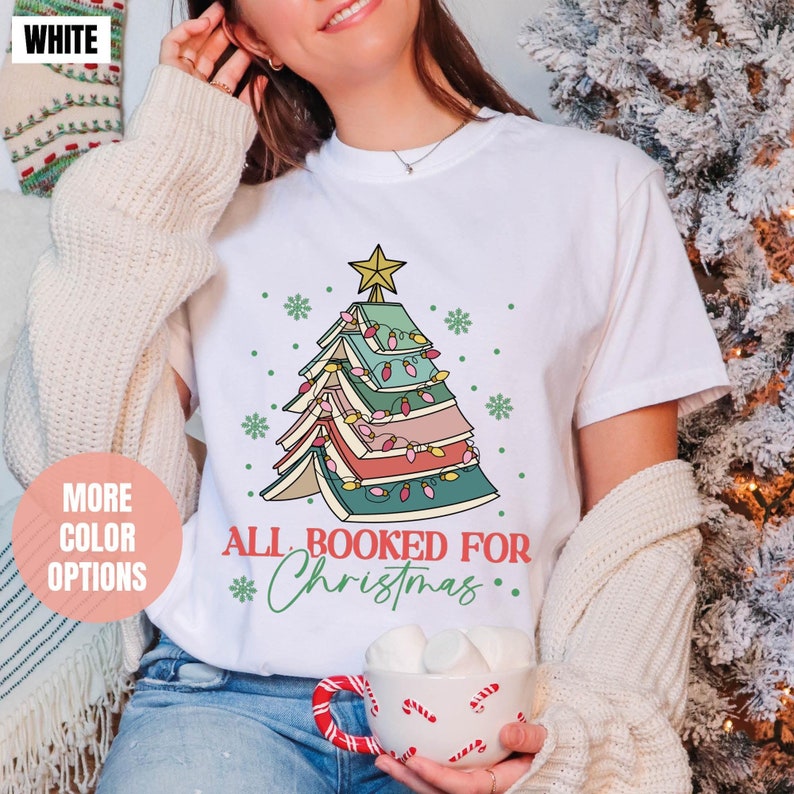 Christmas Book Tree Comfort Colors T-Shirt (2XL-3XL-4XL)