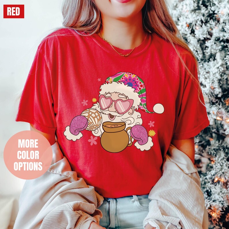 Pink Santa Retro Christmas Comfort Colors T-Shirt (S-M-L-XL)