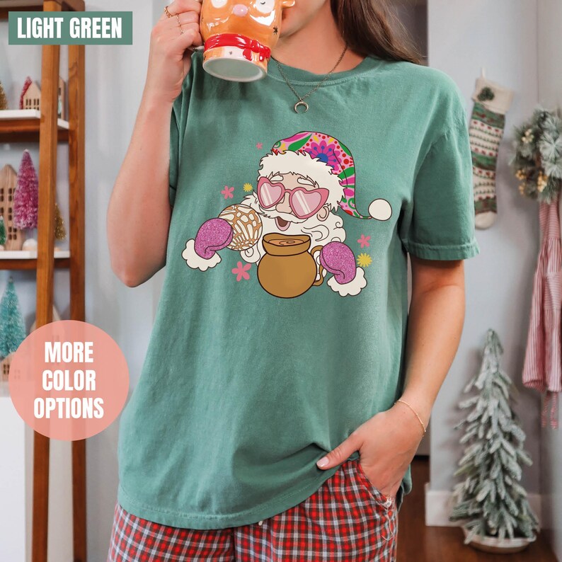 Pink Santa Retro Christmas Comfort Colors T-Shirt (S-M-L-XL)