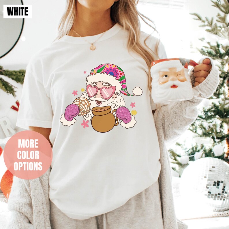 Pink Santa Retro Christmas Comfort Colors T-Shirt (2XL-3XL-4XL)