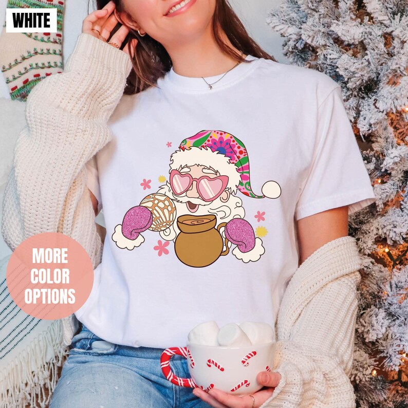 Pink Santa Retro Christmas Comfort Colors T-Shirt (S-M-L-XL)