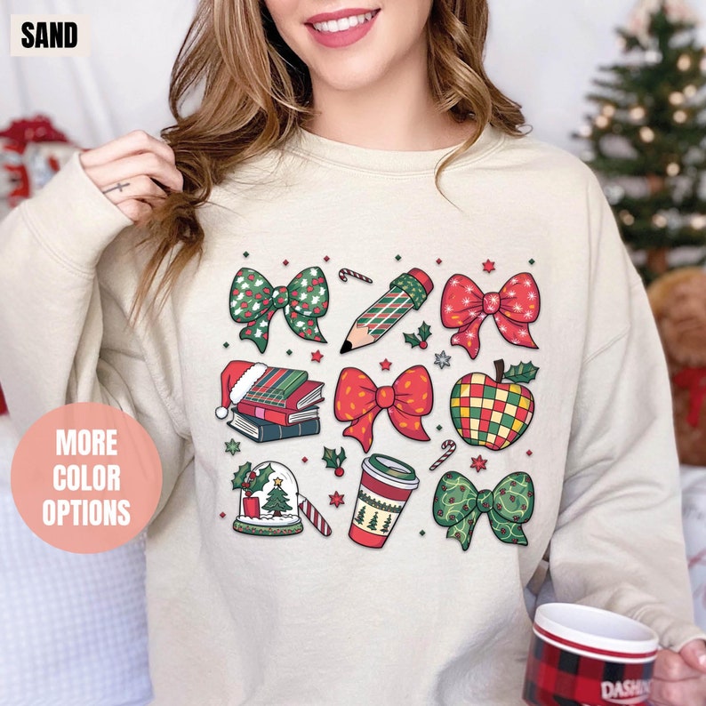 Coquette Teacher Christmas Sweatshirt (2XL-3XL)