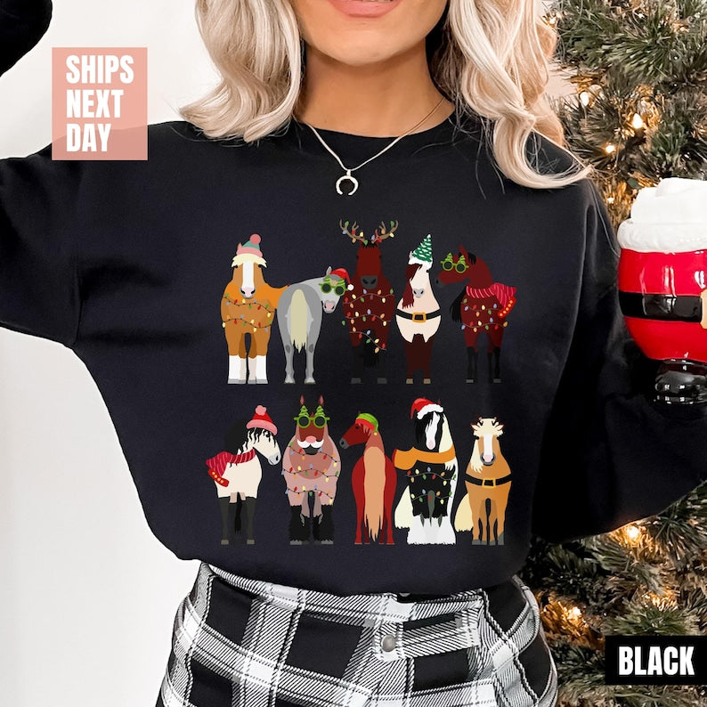 Horse Lover Animal Christmas Sweatshirt (2XL-3XL)