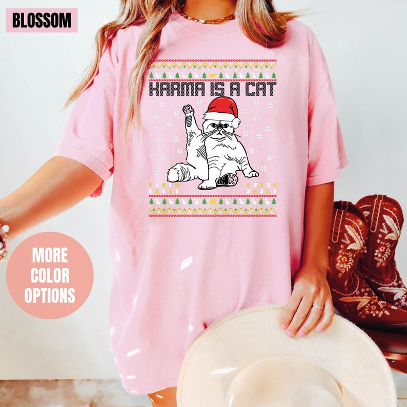 Karma Is A Cat Comfort Colors T-Shirt (S-M-L-XL)