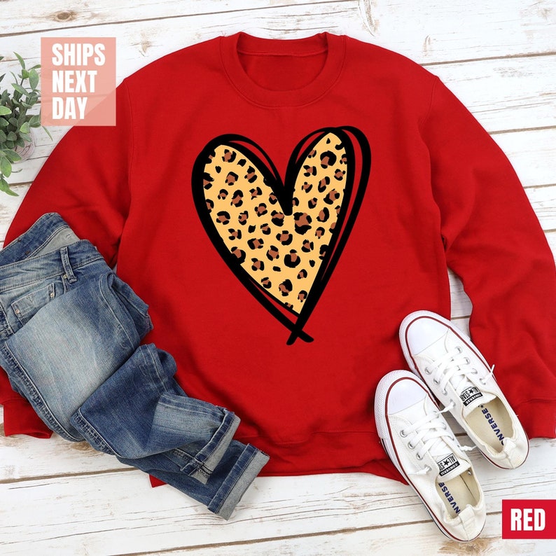 Leopard Print Valentines Day Sweatshirt (2XL-3XL)