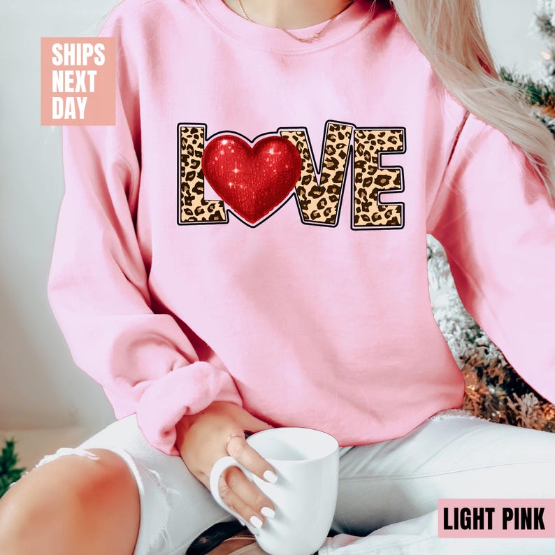 Leopard Love Valentines Day Sweatshirt (2XL-3XL)