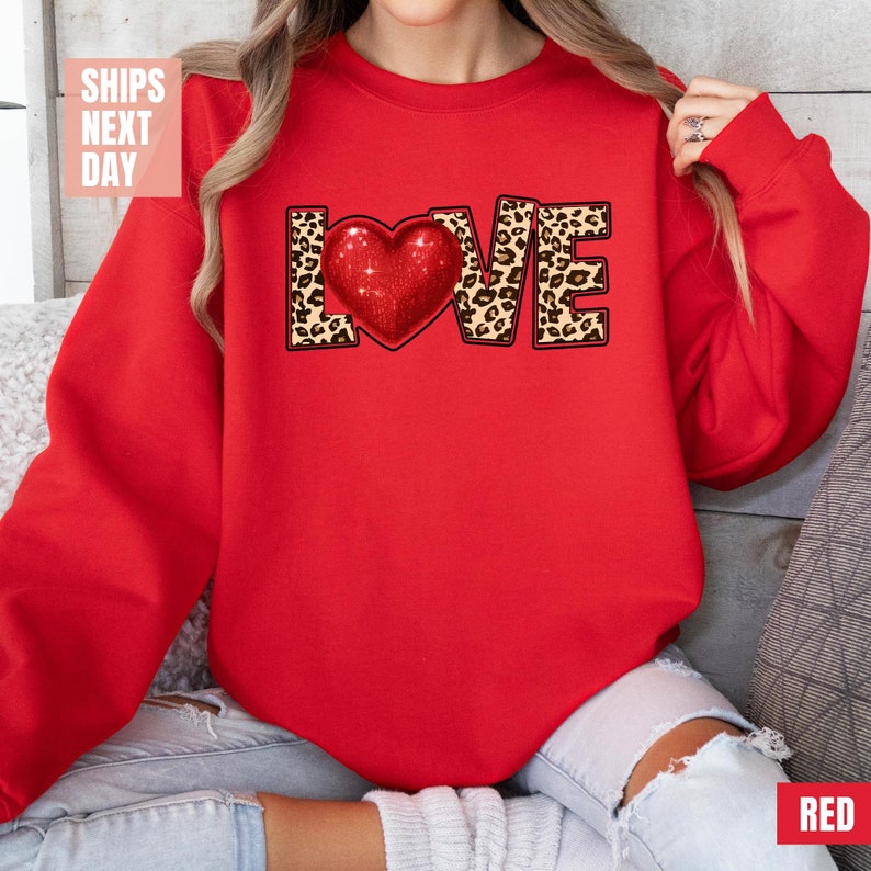 Leopard Love Valentines Day Sweatshirt (2XL-3XL)