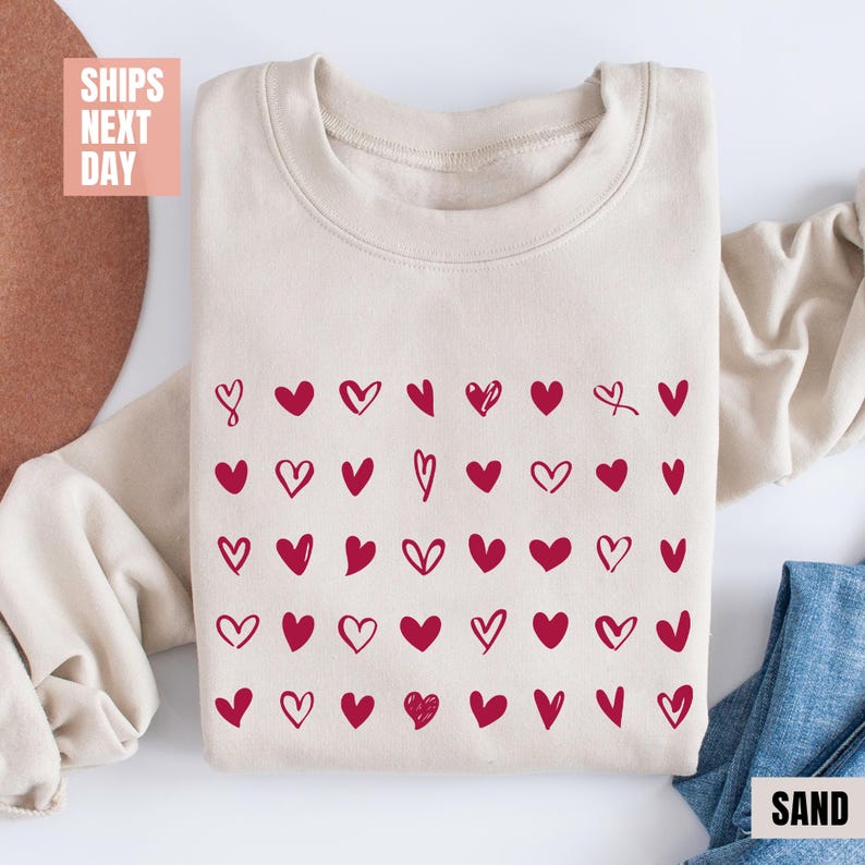 Cute Heart Sweatshirt (2XL-3XL)