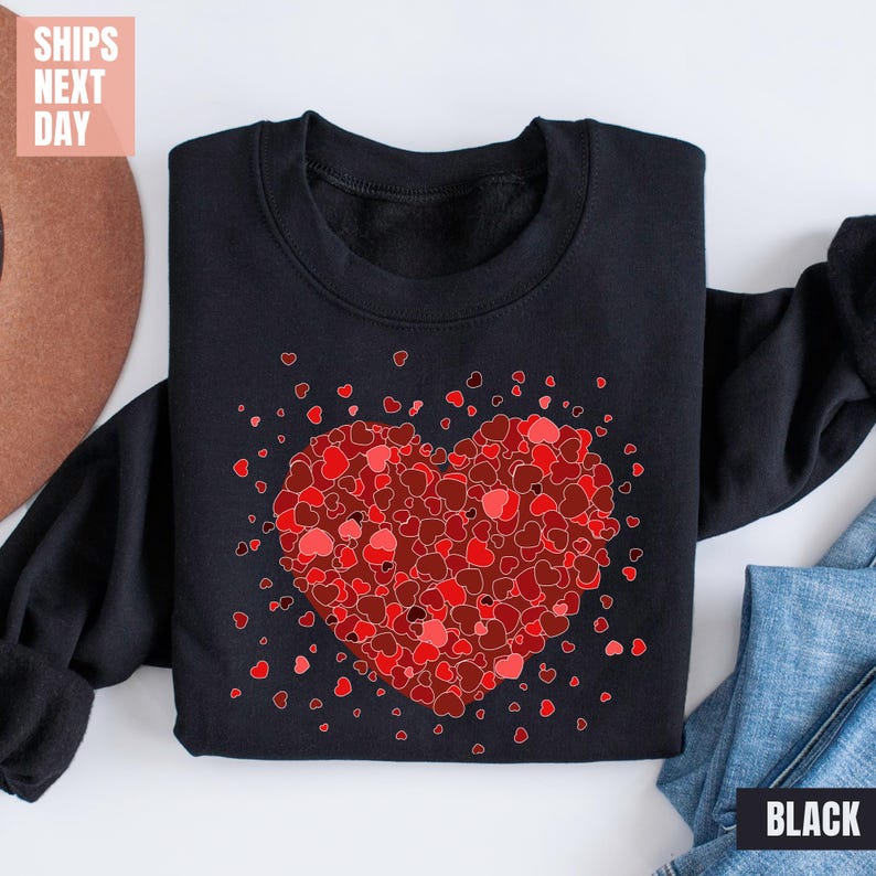 3D Hearts Valentines Day Sweatshirt (2XL-3XL)