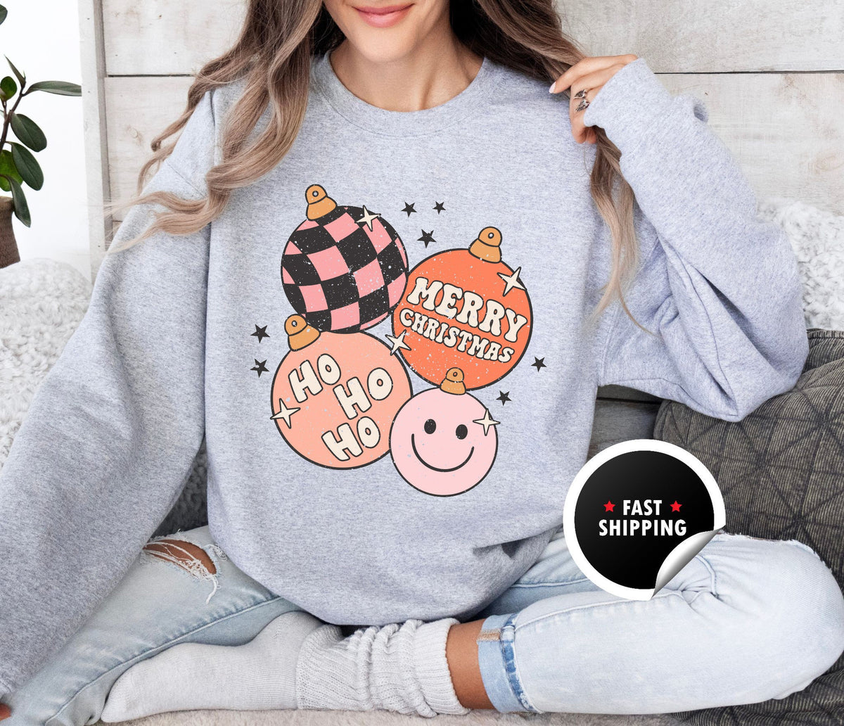 Retro Christmas Sweatshirt, Christmas Crewneck, Holiday Sweatshirt, Winter Sweatshirt, Christmas Ornament Sweatshirt, Merry Christmas Gifts