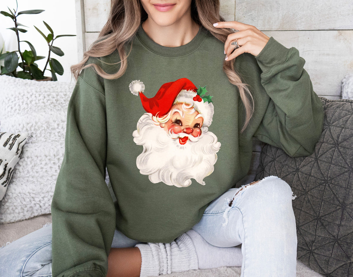 Retro Santa Sweatshirt, Vintage Christmas Shirt, Holiday Gifts