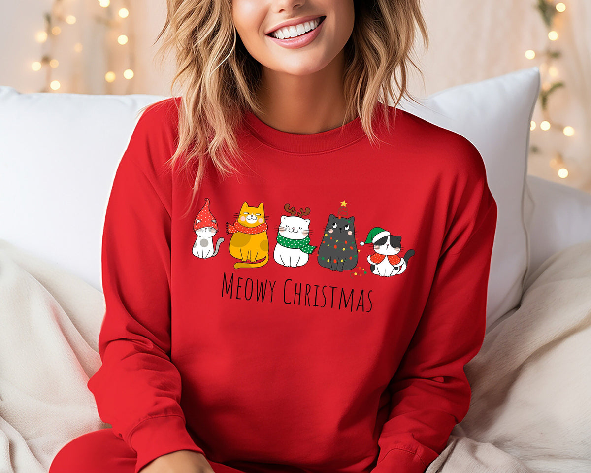 Meowy Christmas Sweatshirt, Cute Cat Year Sweatshirt, Funny Christmas Cat, Happy Cat Sweatshirt, Cats Sweatshirt, Cat Lover Christmas Shirt