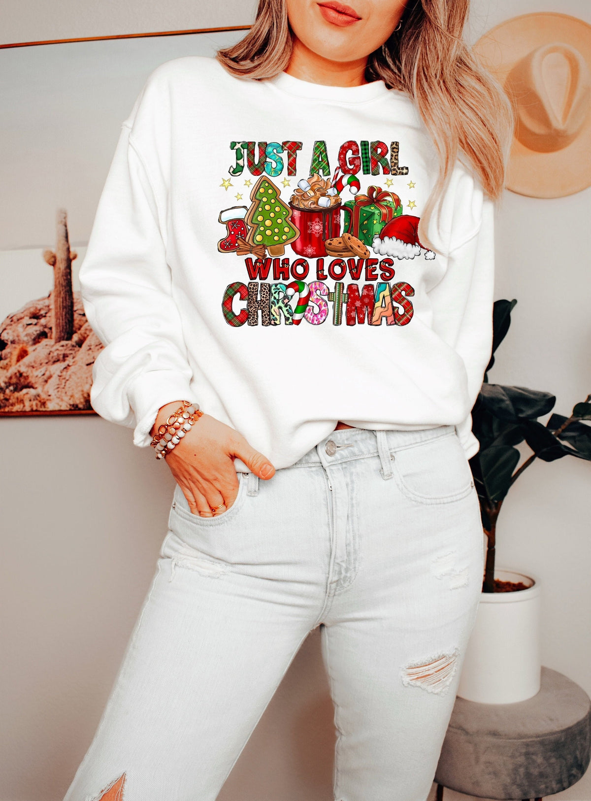 Just A Girl Who Loves Christmas Sweatshirt, Christmas Lover Sweatshirt, Christmas Sweatshirt, Holiday Sweatshirt, Winter Season Sweatshirt