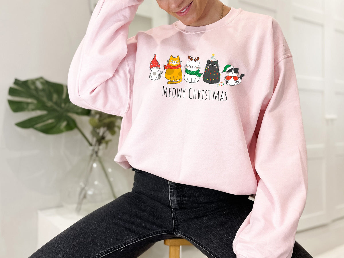Meowy Christmas Sweatshirt, Cute Cat Year Sweatshirt, Funny Christmas Cat, Happy Cat Sweatshirt, Cats Sweatshirt, Cat Lover Christmas Shirt