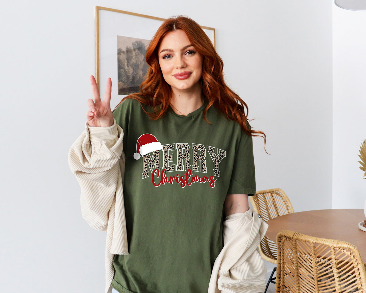 Buffalo Plaid Christmas Shirt, Merry Christmas Shirt, Christmas Family T-Shirt, Leopard Tee, Holiday Gift, Leopard Shirt, Christmas T-shirt