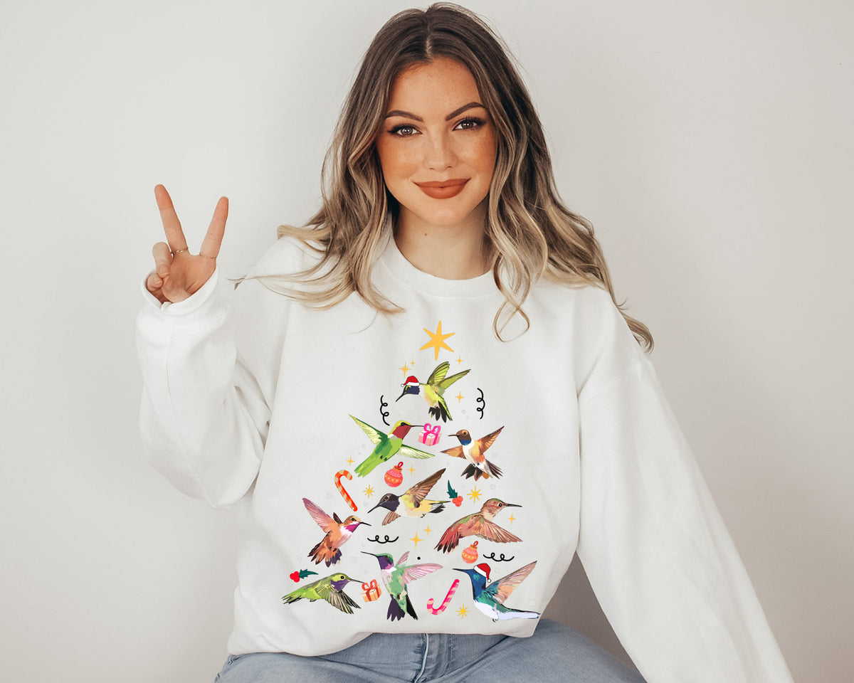 Hummingbird Christmas Sweatshirt, Christmas Hummingbird Shirt, Bird Lovers Gifts, Hummingbird Gifts, Cute Hummingbird Christmas Sweatshirt