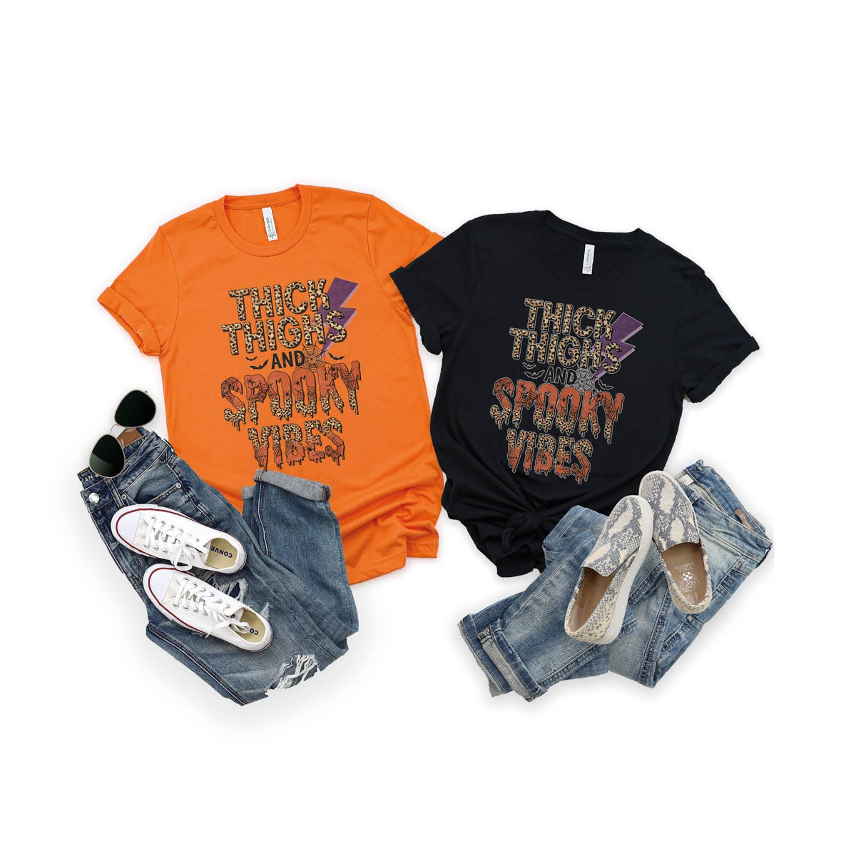 Thick Thighs And Spooky Vibes Shirt, Spooky Vibes Halloween T-Shirt, Halloween Shirt, Funny Halloween T-Shirt, Halloween Tee, Halloween Gift