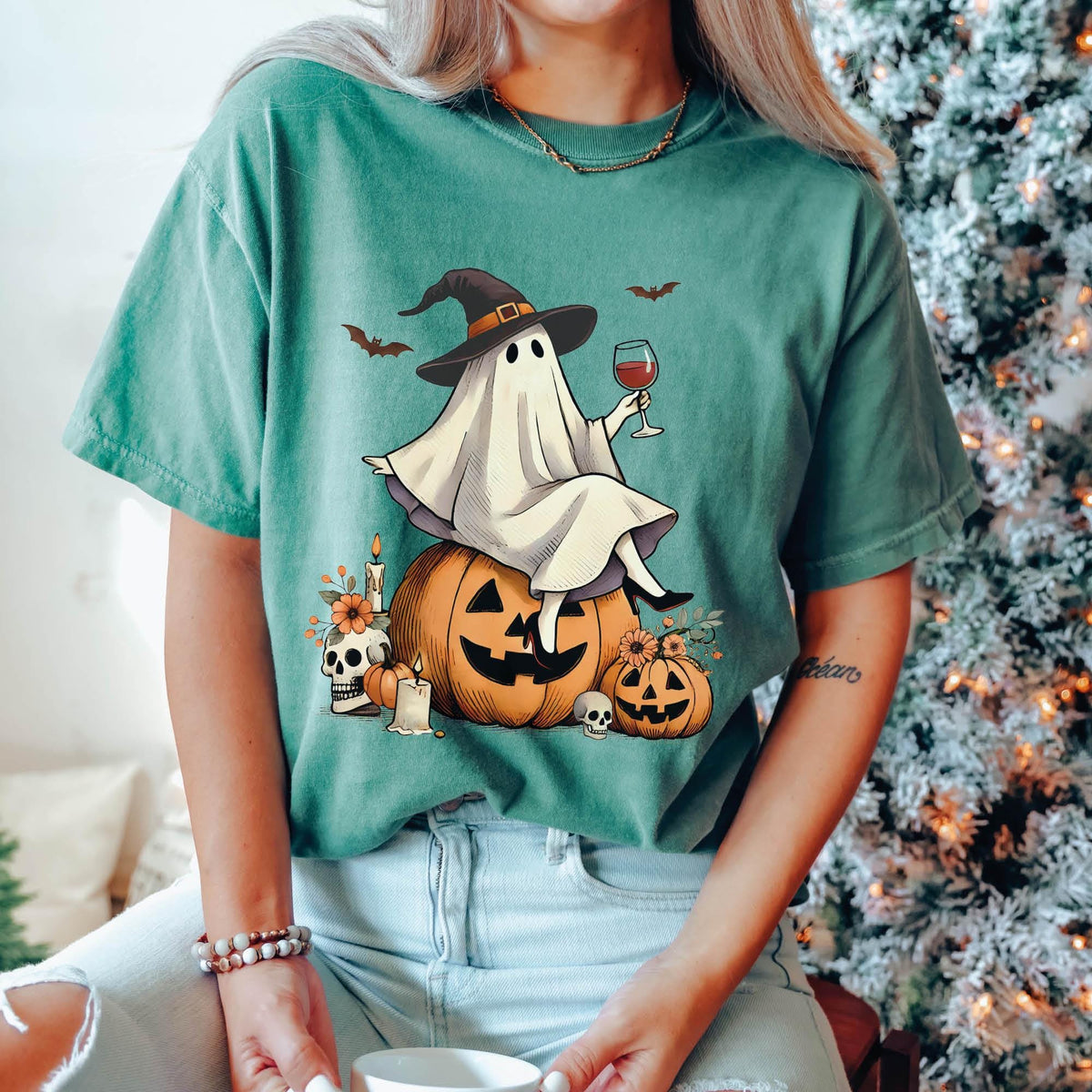 Ghost Wine Drinking Shirt, Funny Halloween Tee for Wine Lovers, Comfort Colors®, Cute Spooky Season Shirts, Wine Lover Gift, Halloween Gifts