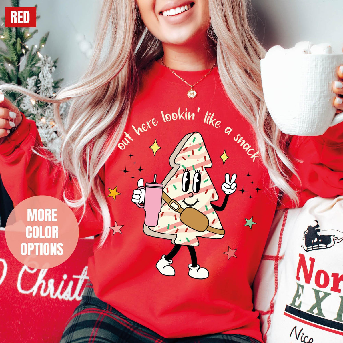 Out Here Lookin Like A Snack Sweatshirt, Christmas Tree Cake Sweatshirt, Christmas Holiday Sweatshirt, Funny Christmas Sweatshirt, Xmas Gift