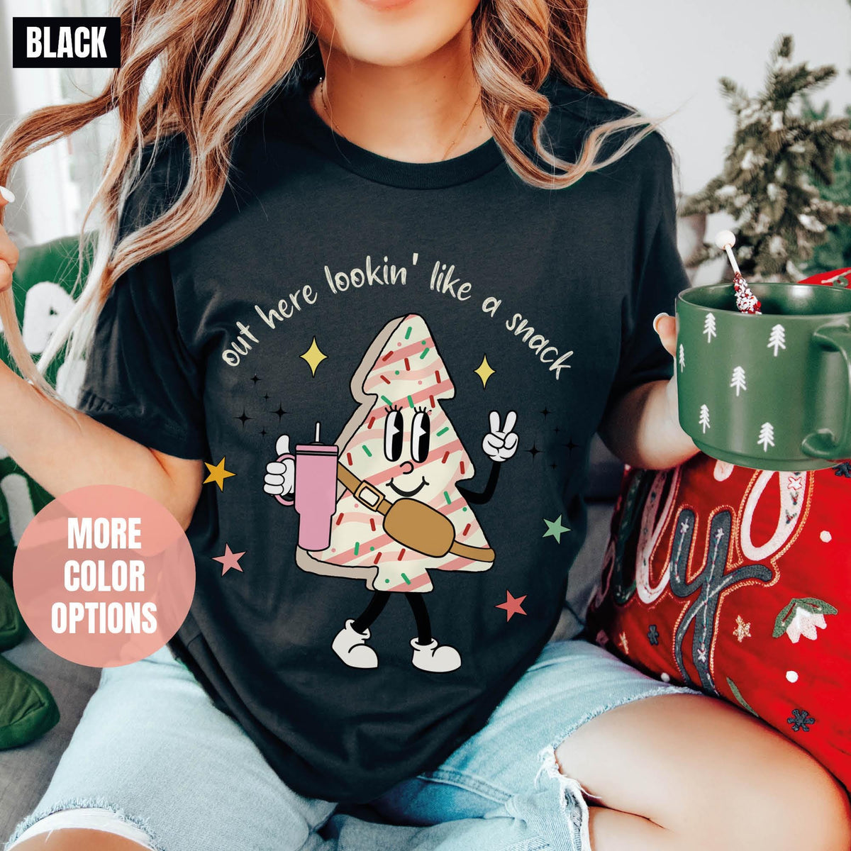 Out Here Lookin Like A Snack Sweatshirt, Christmas Tree Cake Sweatshirt, Christmas Holiday Sweatshirt, Funny Christmas Sweatshirt, Xmas Gift
