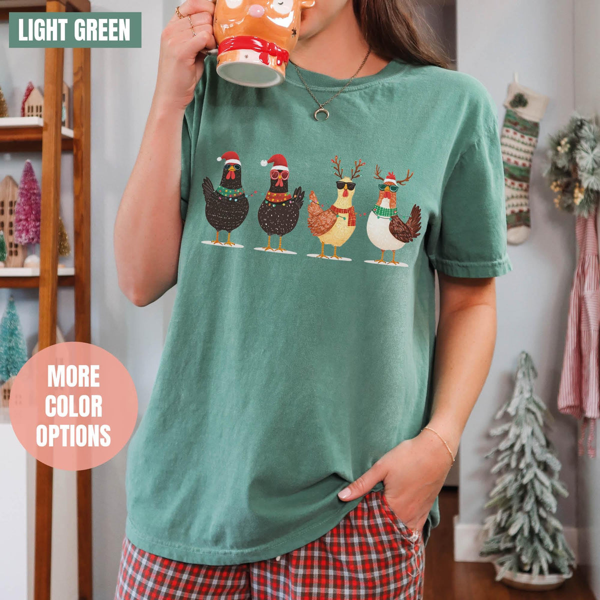 Сute Christmas Chickens Shirt, Christmas Farm Animals Shirt, Comfort Colors®, Christmas Holiday Shirt, Chickens Lover Gift, Merry Christmas