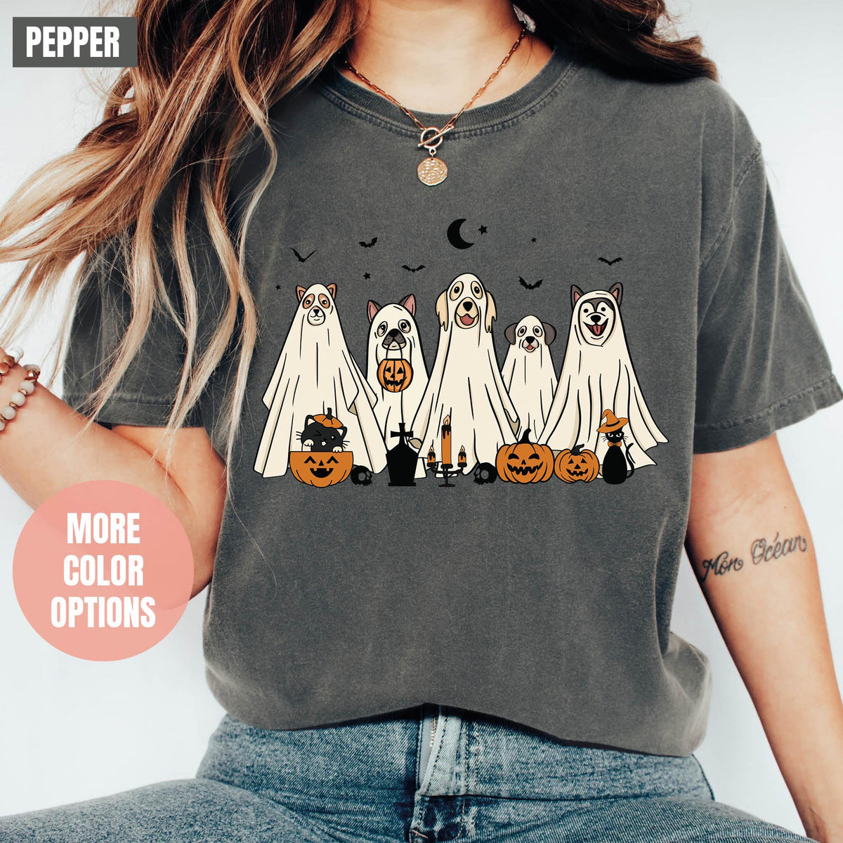 Halloween Shirt, Halloween Shirt, 2024 Happy Halloween, Comfort Colors®, Retro Spooky Season, Halloween Dog Shirts, Ghost Shirts, Ghost Dog